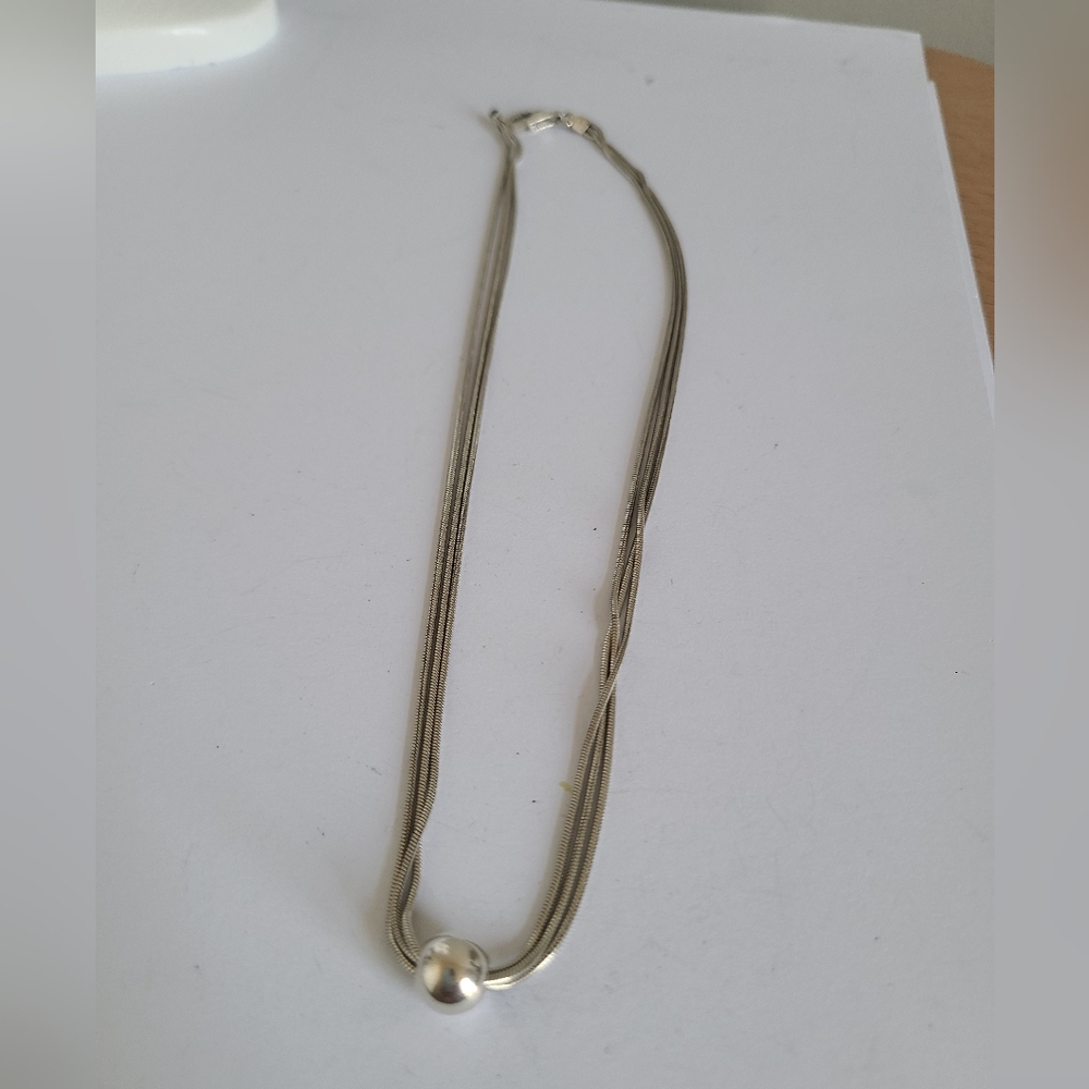 Vintage SILPADA 16" Modernist Sterling Silver 3 Strand Chain Ball Necklace - Picture 10 of 10